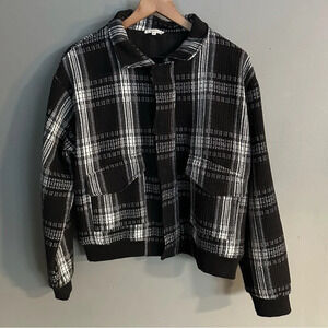La Miel‎ Plaid Bomber Jacket | Black/Grey/Red